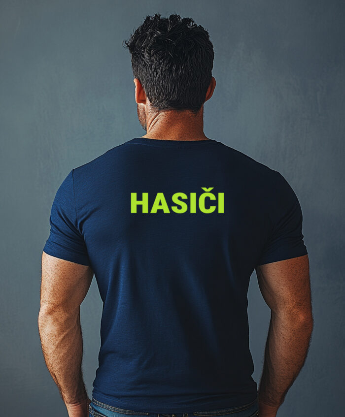 Tričko Hasiči - modré s nápisem na zádech - Image 2